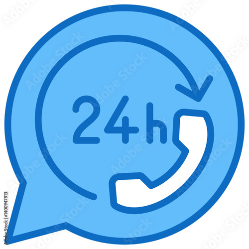 24h Call Service Icon Customer Support and Service Blue Fill Design Vector Concept