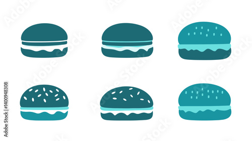 Teal and Blue Illustrated Burgers Set