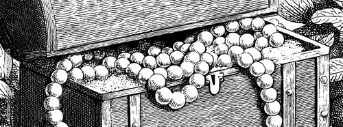 Obraz na płótnie Vintage treasure chest engraving with pearls and leaves w salonie