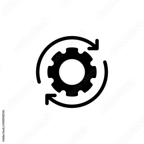 gear with circular arrows icon, representing refresh, update, maintenance, or process