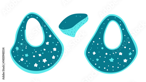 Teal Baby Bibs with White Stars Pattern