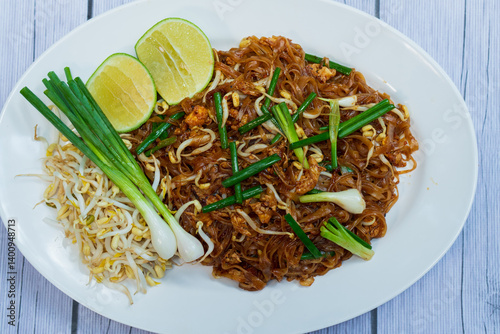 Fotografie Pad Mee Korat served on a white plate