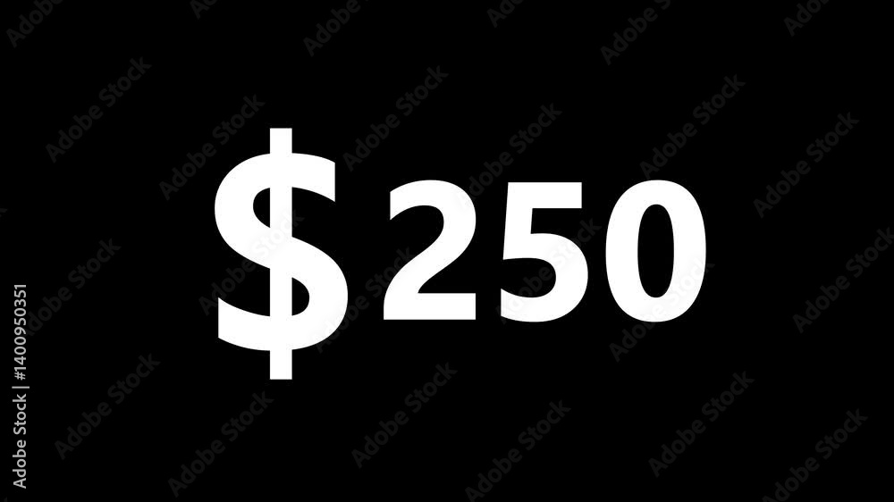 200 to $300 Dollars Animated Money Number Counter from Grand Animated Money Growth Dollar counter animation, from zero to a thousand on, with black, background 200 to $300 Dollars Animated Money Number Counter from Grand Animated Money Growth Dollar counter animation, from zero to a thousand on, with black, background