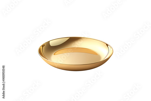 Elegant golden shiny plate with smooth surface for luxury dining and table decor