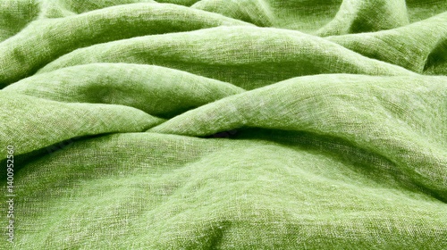 Soft Draped Green Linen Fabric Texture of excellence in splendor beyond compare with grace