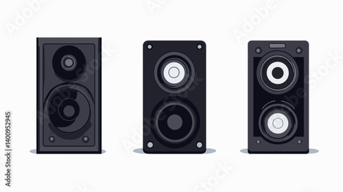 Three Black Speakers Illustration Pixel Art Design