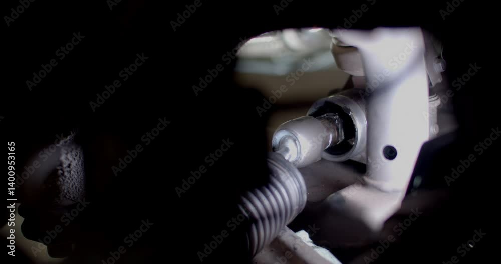 Move the right hand side to allow the gear to move to introduce new grease.Steering rack maintenance.