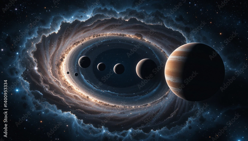 Stunning Spiral Galaxy with Planets in Orbit