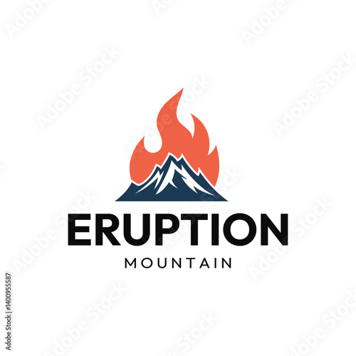 Volcano mountain logo, Volcano eruption logo design.
