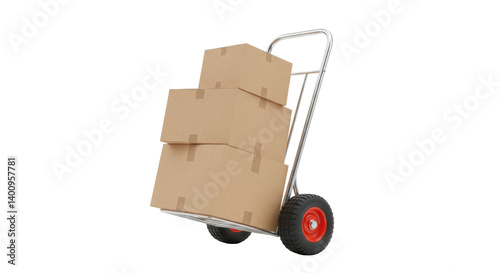 Isolated hand truck with boxes