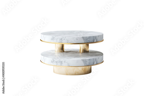 Elegant two-tier marble serving stand with gold accents for luxury table decor