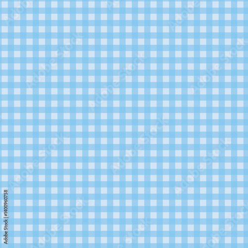 Seamless blue gingham pattern with checkered square design suitable for backgrounds, fabric, or wallpaper