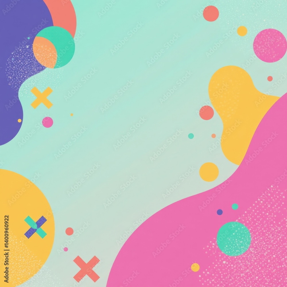 Colorful abstract shapes on a pastel background with bold fonts and modern graphics , social media aesthetic, trendy visuals Colorful abstract shapes on a pastel background with bold fonts and modern graphics , social media aesthetic, trendy visuals