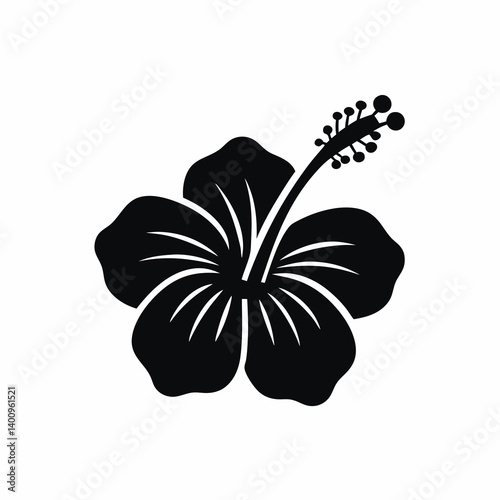 hibiscus flower icon silhouette vector illustration