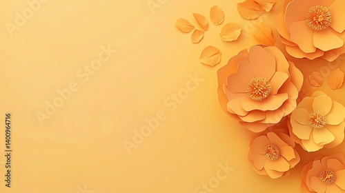 Orange Paper Flowers Background