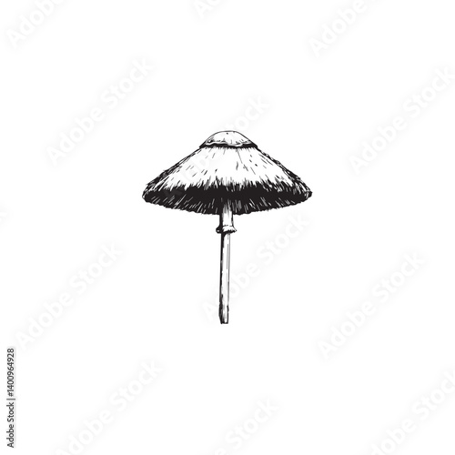 image of a mushroom, black and white graphics, vector
