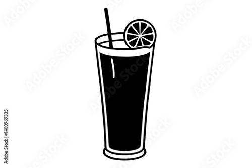 lemonade glass silhouette vector illustration