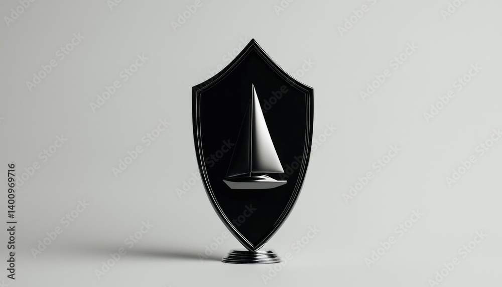 Black shield sailboat trophy Black shield sailboat trophy
