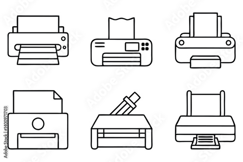 Printer icon set vector illustration for web design and office equipment