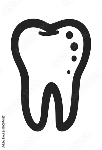 Black Tooth Symbol Icon on White Background  