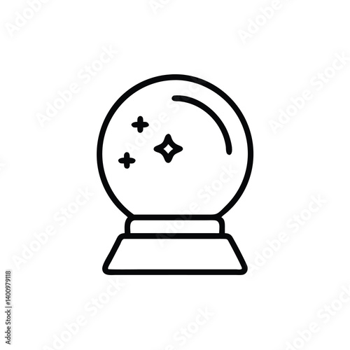 Magic Crystal Ball Outline Vector Illustration For Divination And Occult Themes