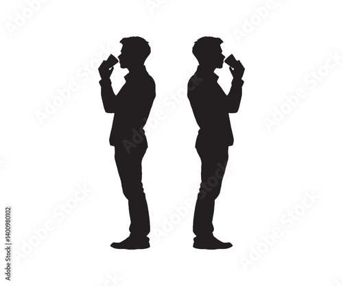 silhouette of a man drinking
