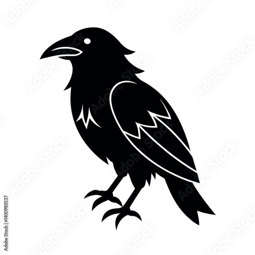 Elegant Raven Silhouette within Ornate Floral Frame