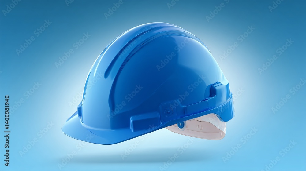 High-resolution safety helmet in vivid blue with soft ambient light over gradient background - Image 4K UHD High-resolution safety helmet in vivid blue with soft ambient light over gradient background - Image 4K UHD