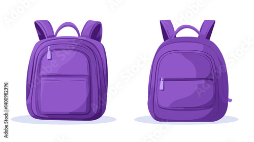 Two Purple Backpacks Pixel Art Illustration