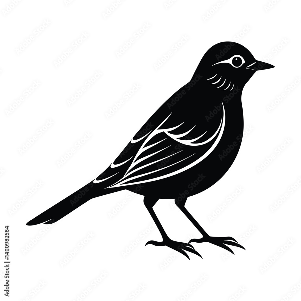 Fototapeta premium Yellowhammer Silhouette Vector Art Design and Black And White Yellowhammer Bird Vector Illustration