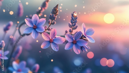 Dreamy Lavender Field At Dawn With Soft Mist And Golden Glow, Capturing A Serene Morning Landscape With Gentle Light, Rolling Rows Of Lavender, And A Peaceful Atmosphere.