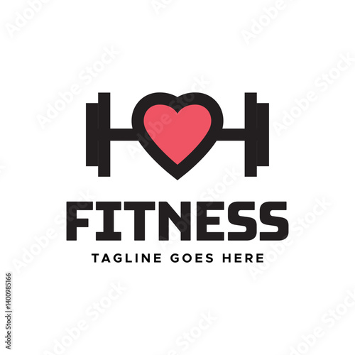 Gym fitness lovers logo design. Love fitness logo template.