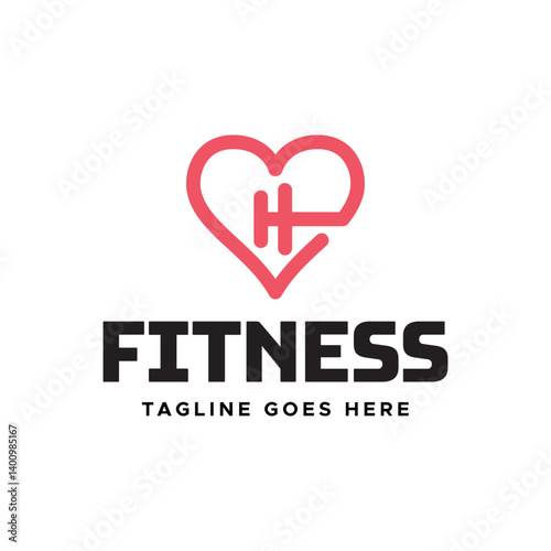 Gym fitness lovers logo design. Love fitness logo template.