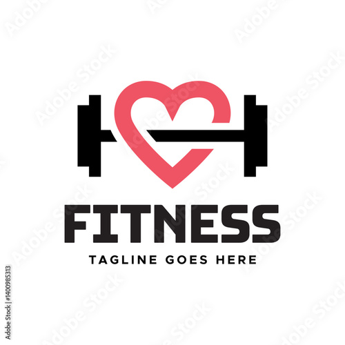 Gym fitness lovers logo design. Love fitness logo template.