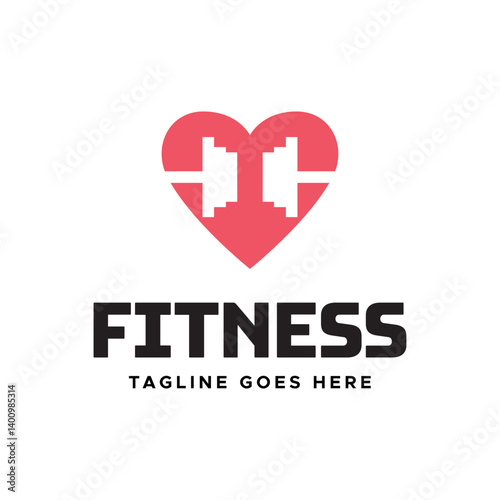 Gym fitness lovers logo design. Love fitness logo template.
