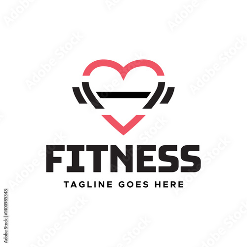 Gym fitness lovers logo design. Love fitness logo template.