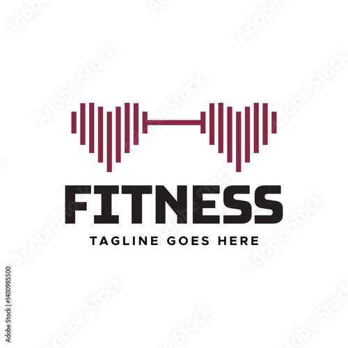 Gym fitness lovers logo design. Love fitness logo template.