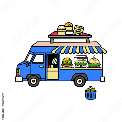 Street fast food truck, vector illustration 