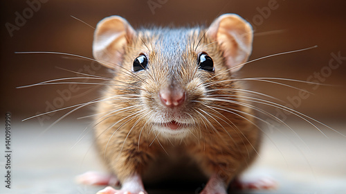 A close-up image of a mouse showcasing its whiskers, large eyes, and distinctive ears, highlighting its curious expression.