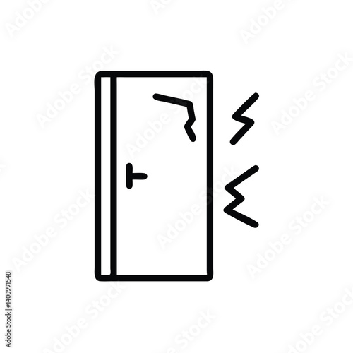 Loud Door Disturbing Sound With Cracks Line Art Icon Vector Illustration