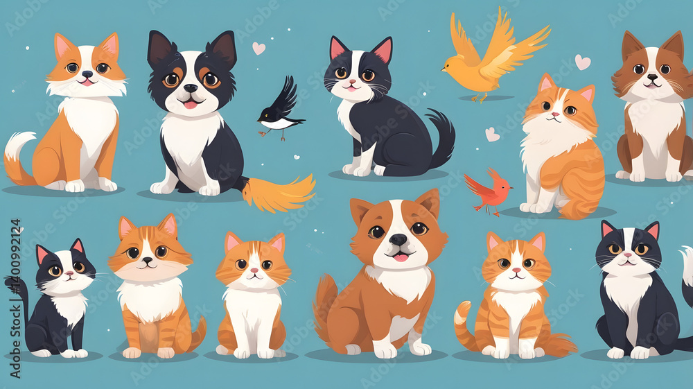 seamless pattern with cats and dogs seamless pattern with cats and dogs