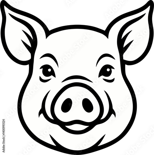 smiling head pig vector