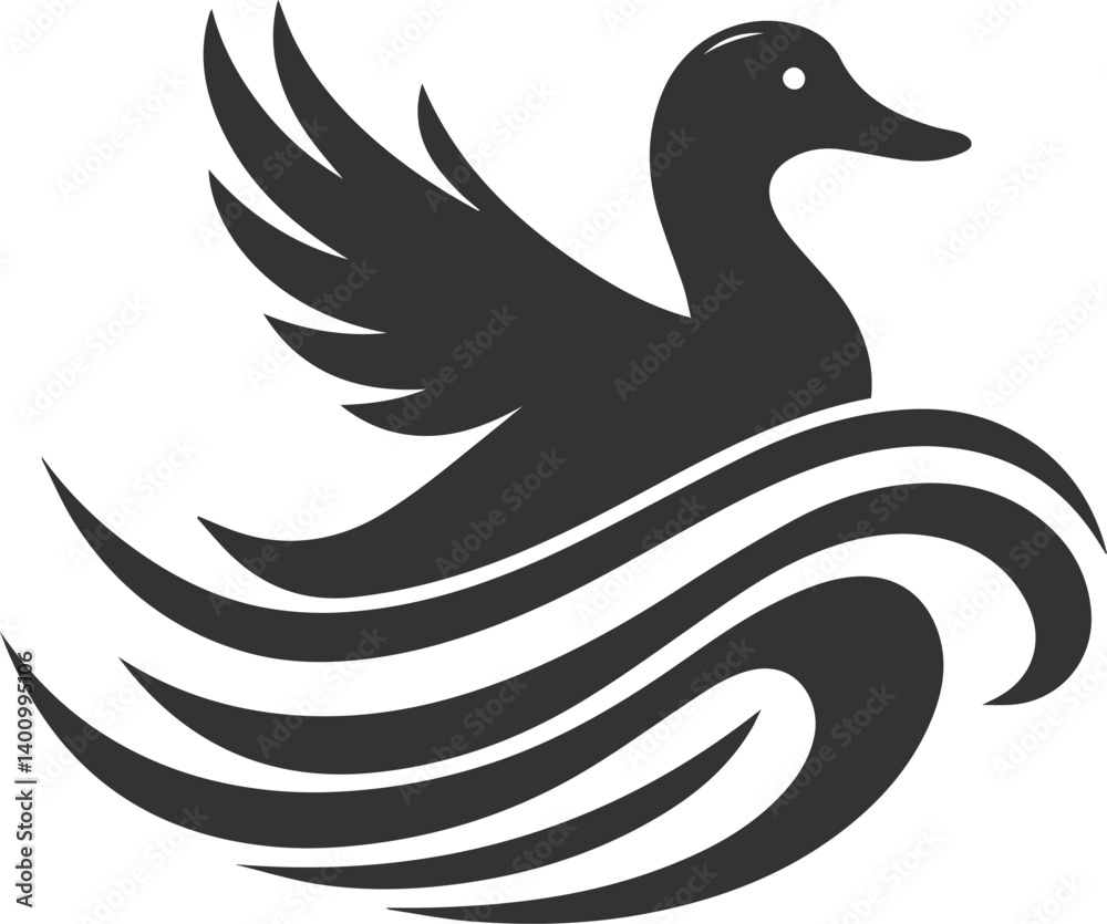 Fototapeta premium Silhouette of a bird animal duck vector