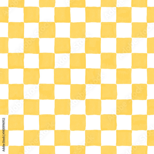 Yellow Checkered Pattern Transparent Background