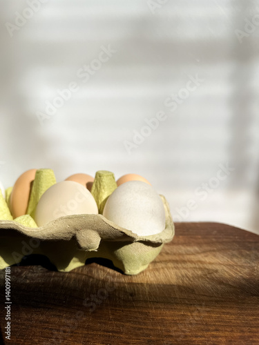 fresh eggs in a box