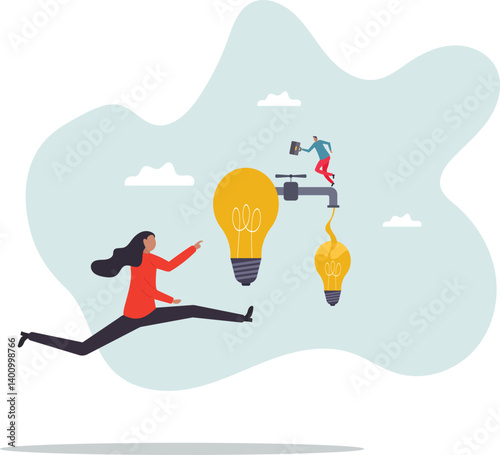 Sharing idea or knowledge sharing, transfer information or wisdom to employees or colleagues, creativity or innovation,character for design.