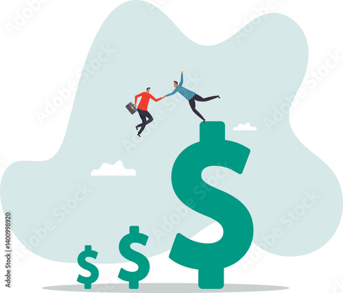 Increase profit, financial advisor help increase earning, income or revenue, growing wealth, profit growth or funding support,character for design.