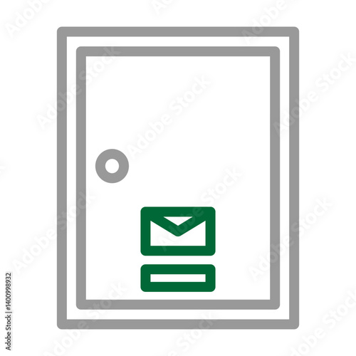 Mail Slot on Door Vector Line Dark Green Grey Icon Design