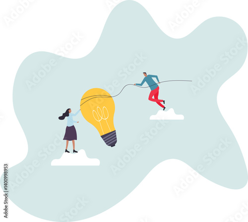 Brainstorming for new idea, teamwork collaboration for business development,character for design.