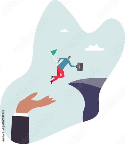 Helping hand or support to help achieve success, assistance or advice to reach next level,character for design.